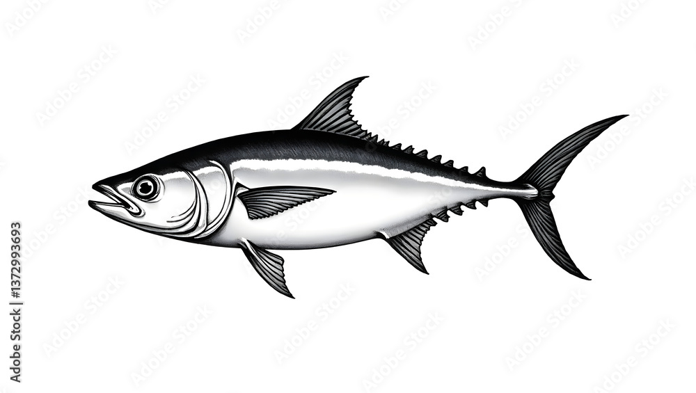 Naklejka premium Vintage Tuna Fish Illustration
