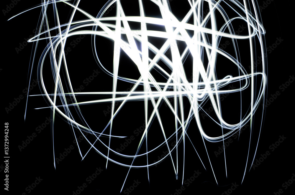 Abstract Light Streaks on Black Background