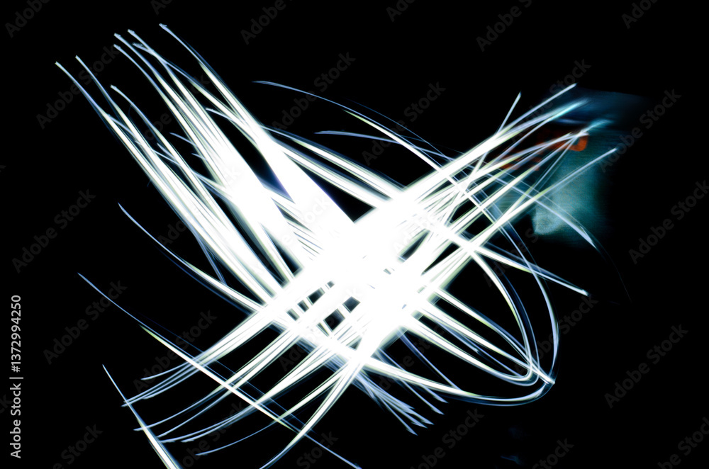 Abstract Light Streaks on Black Background