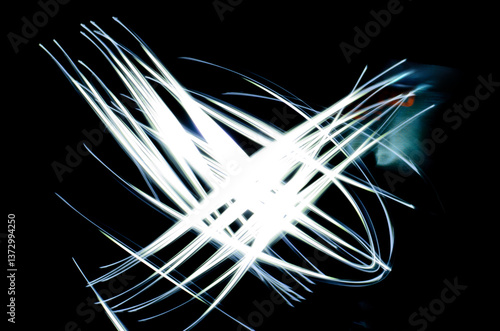 Obraz na płótnie Abstract Light Streaks on Black Background w salonie