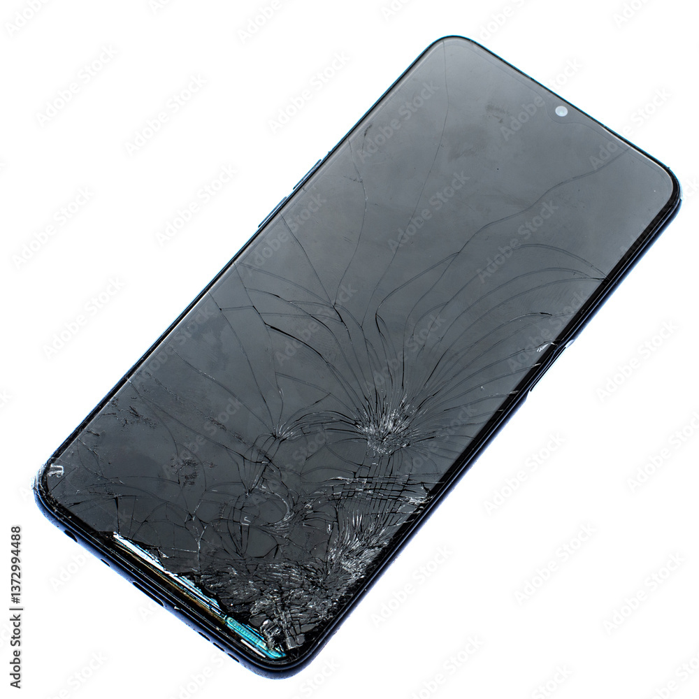 Broken Smartphone Isolated on White Background