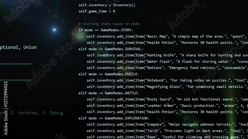 3d animation of programming code or software language developing application , cyber security or creating a game script