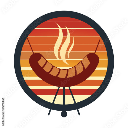 vector illustration of a plate with a roll of bread