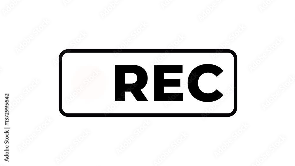 Recording Icon Button Animation on Alpha Channel, rec text camera recording icon blink animation, interface of video recorder digital display in white and no background Recording Icon Button Animation on Alpha Channel, rec text camera recording icon blink animation, interface of video recorder digital display in white and no background