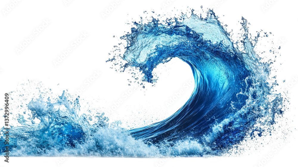 Fototapeta premium Striking Water Wave Texture Frozen In Motion On Transparent Background. Transparent Water Wave