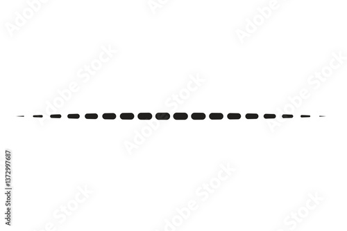 Billede på lærred Horizontal dashed black line on transparent background – minimal divider PNG for
