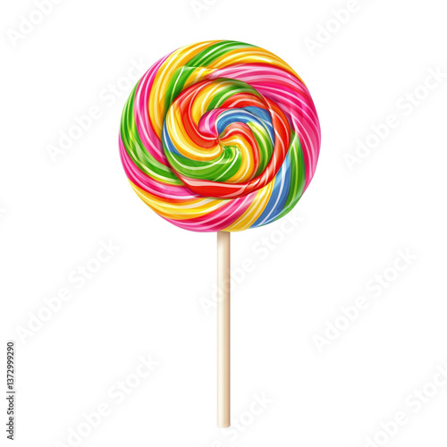 Wallpaper Mural Floating colorful lollipop with swirling pattern, isolated on white transparent background  Torontodigital.ca