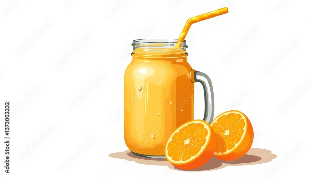Vibrant citrus smoothie in mason jar with oranges, refreshing delight Vibrant citrus smoothie in mason jar with oranges, refreshing delight