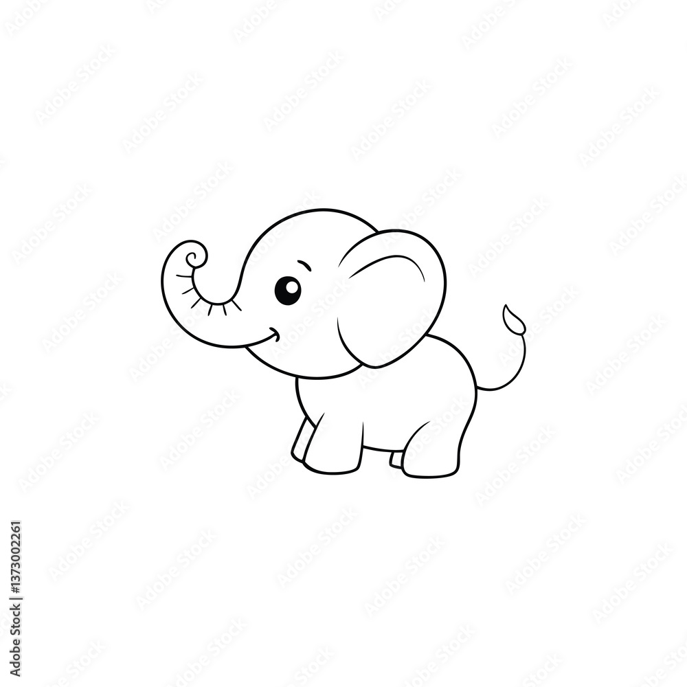 Obraz premium baby elephant cartoon coloring book