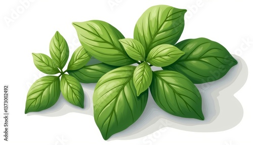 Fresh basil leaves on white kitchen counter, culinary inspiration