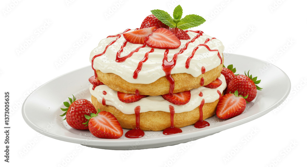 Isolated Pancakes with Strawberries Isolated Pancakes with Strawberries