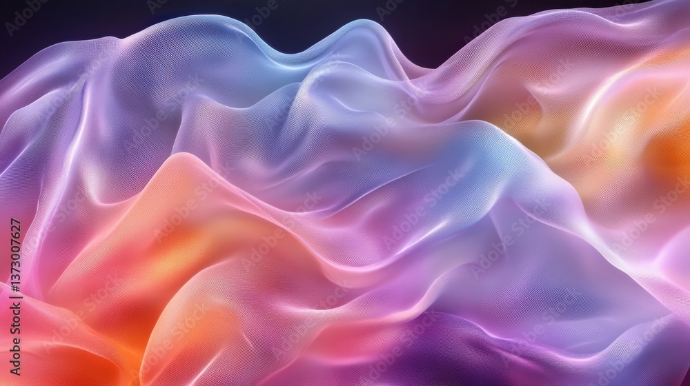 Fototapeta premium Colorful Abstract Fabric Waves in Motion with Soft Light Effects