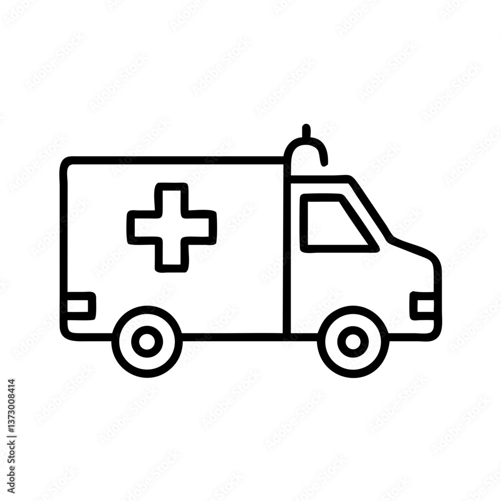Ambulance icon with medical cross in black and white. Ambulance icon with medical cross in black and white.