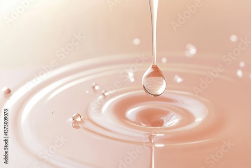 Obraz na płótnie Close-up of luxurious skincare serum drop being applied to smooth, glowing skin with soft lighting and dewy texture creating a refreshing cosmetic experience w salonie
