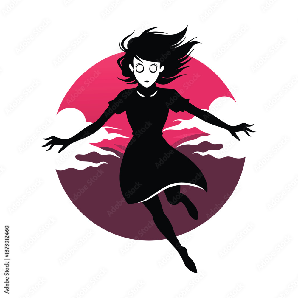 girl in a red dress on a white background girl in a red dress on a white background