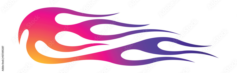 Obraz premium Vector fire flame race car body side vinyl sticker eps 10 image. Burning tires and flames sport car decal. Side decoration for cars, auto, truck, boat, suv, motorcycle.