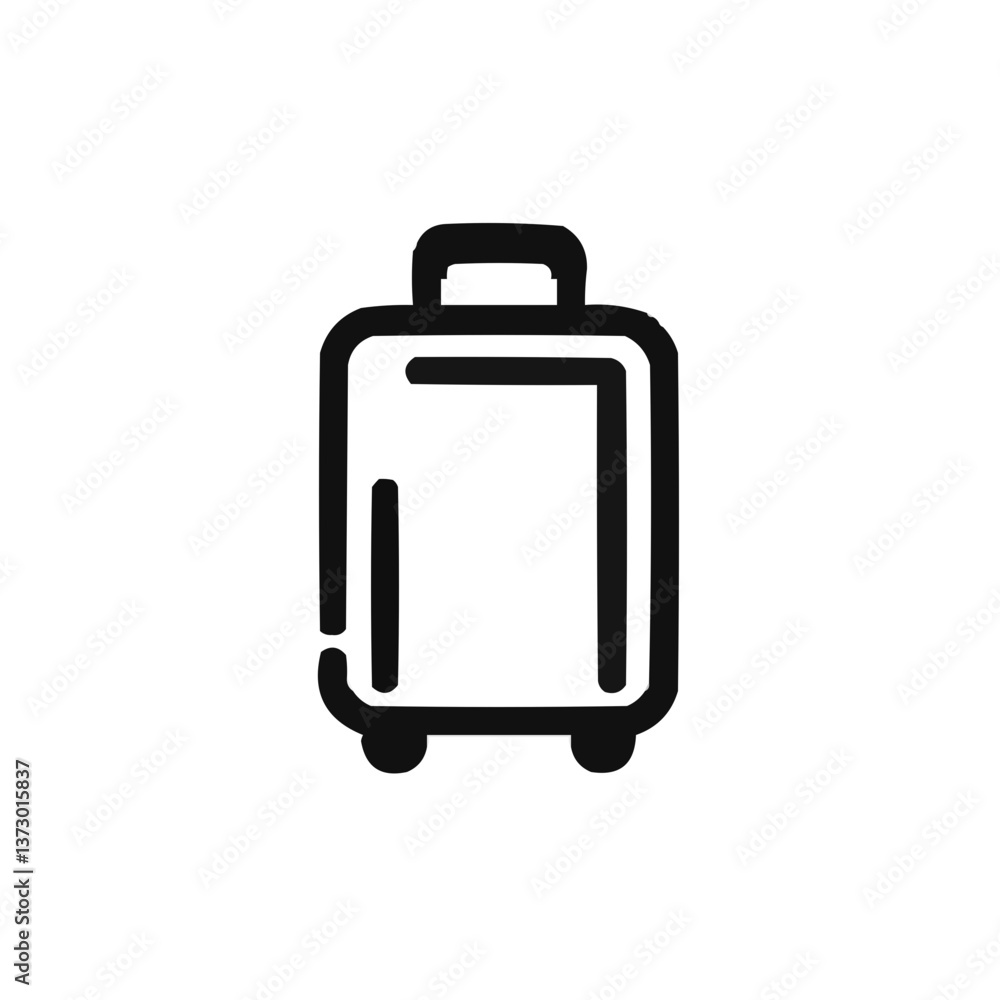 Minimalistic black and white suitcase on wheels icon Minimalistic black and white suitcase on wheels icon