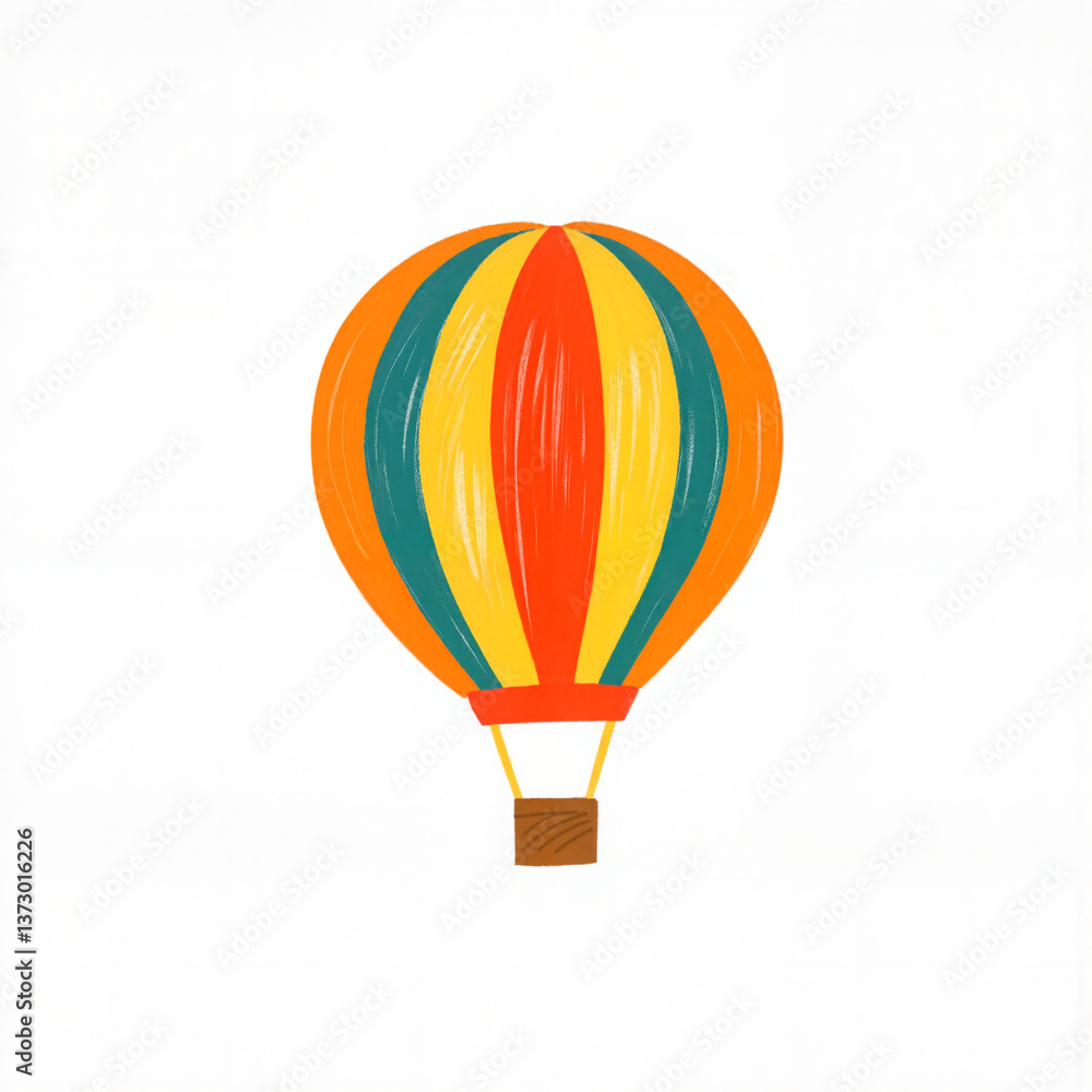 Fototapeta premium Vibrant hot air balloon floats joyfully in the sky, adventure spirit