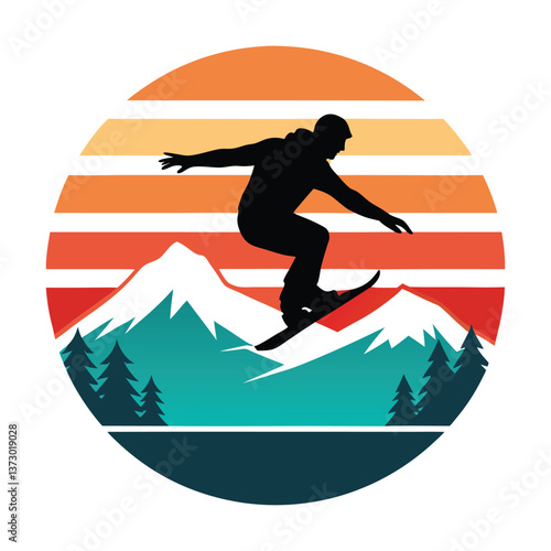 silhouette of a snowboarder