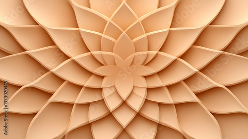 Peach Colored 3D Geometric Flower Pattern Background