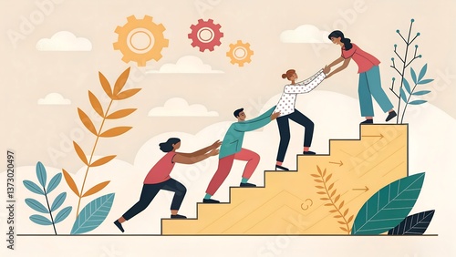 Teamwork collaboration helping business growth success cooperation leadership