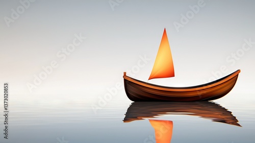   A boat bobbing near an orange cone above the water's surface