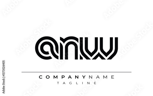 ANW Creative Unique Modern Letter Logo Design. Stylized logo featuring a unique letter design, presenting abstract minimalist aesthetics and modern appeal