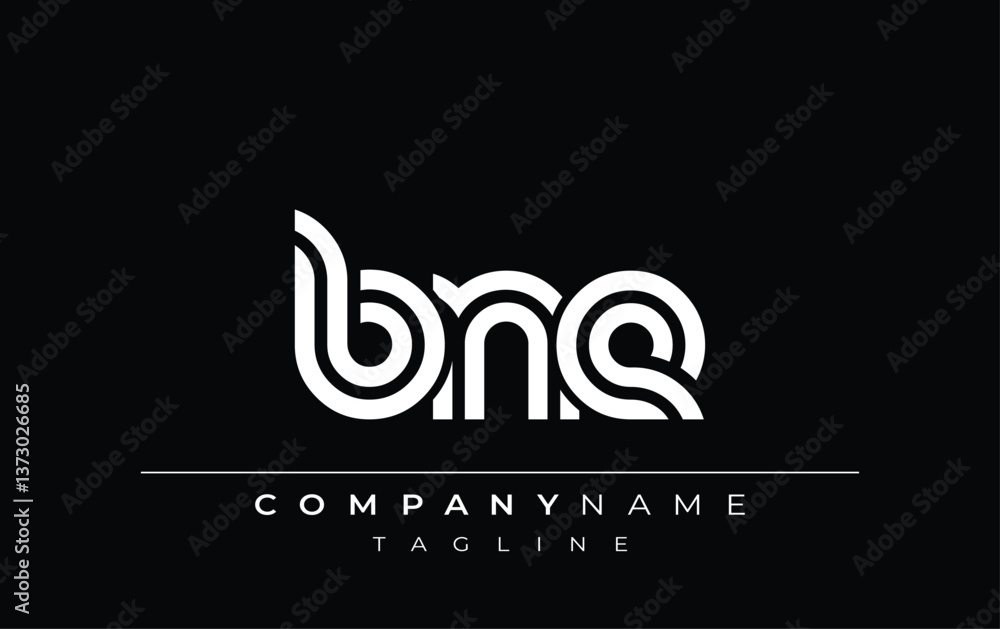 Fototapeta premium BNE Creative Unique Modern Letter Logo Design. Stylized logo featuring a unique letter design, presenting abstract minimalist aesthetics and modern appeal