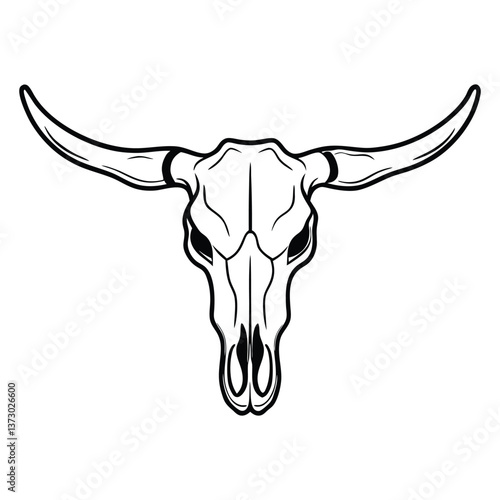 Longhorn Bull skull dead icon outline vector