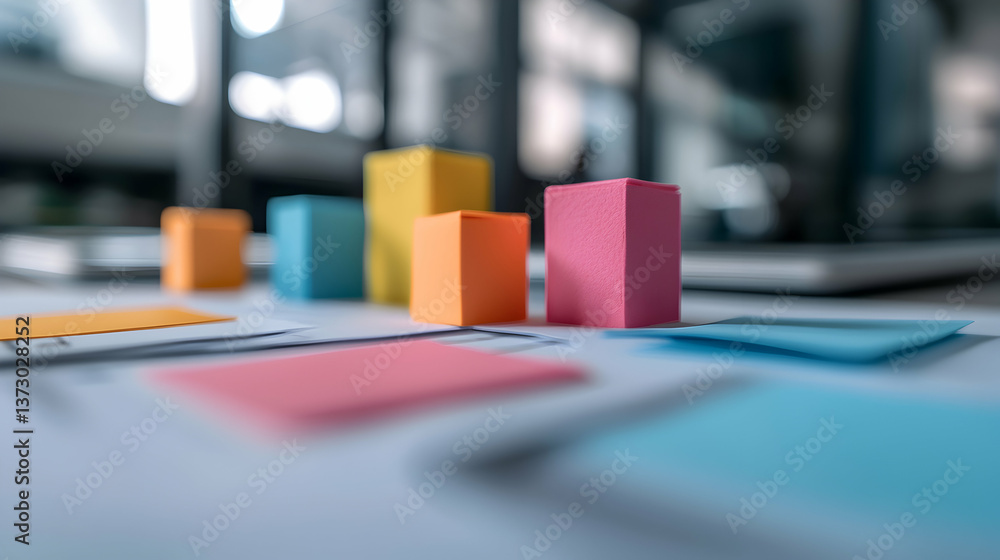 Colorful Cubes Representing Data Growth on a Desk Colorful Cubes Representing Data Growth on a Desk