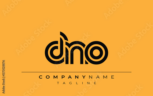 DNO Creative Unique Modern Letter Logo Design. Stylized logo featuring a unique letter design, presenting abstract minimalist aesthetics and modern appeal