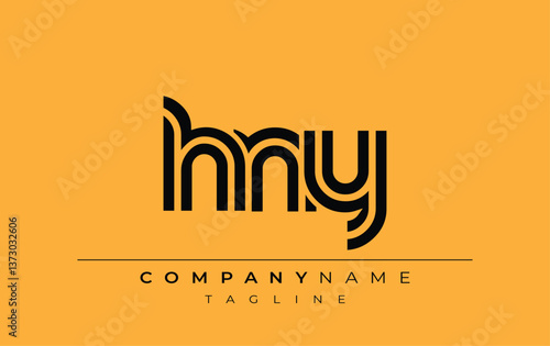 HNY Creative Unique Modern Letter Logo Design. Stylized logo featuring a unique letter design, presenting abstract minimalist aesthetics and modern appeal