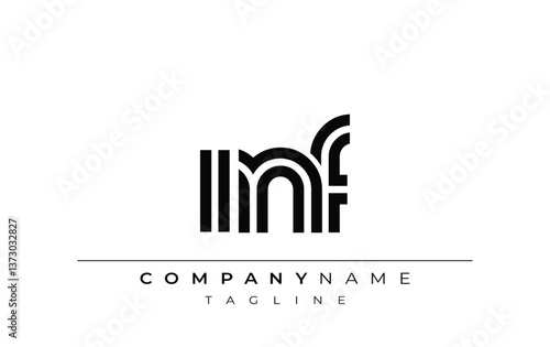 INF Creative Unique Modern Letter Logo Design. Stylized logo featuring a unique letter design, presenting abstract minimalist aesthetics and modern appeal