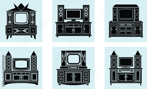 Entertainment Center silhouette vector