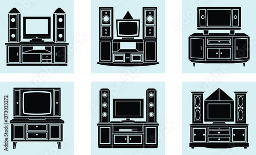 Entertainment Center silhouette vector