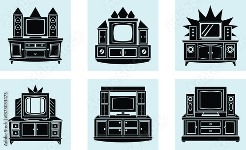 Entertainment Center silhouette vector