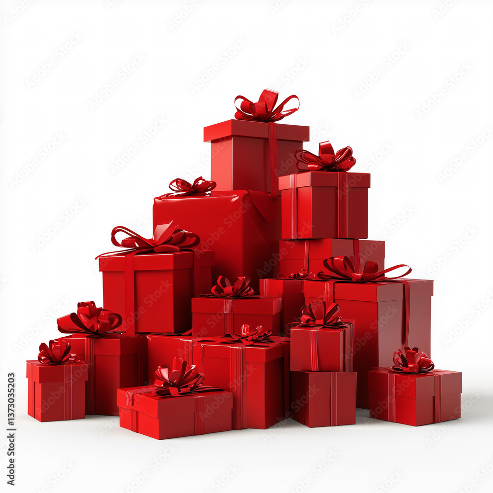 Fototapeta premium red gift box with ribbon isolated on white