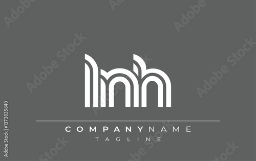LNH Creative Unique Modern Letter Logo Design. Stylized logo featuring a unique letter design, presenting abstract minimalist aesthetics and modern appeal