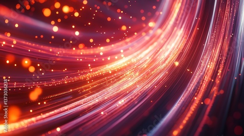 Swirling streams of light particles create a dynamic, abstract visual.