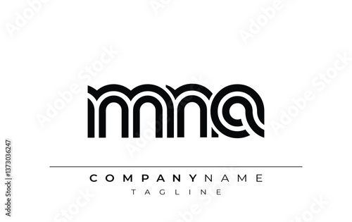 MNA Creative Unique Modern Letter Logo Design. Stylized logo featuring a unique letter design, presenting abstract minimalist aesthetics and modern appeal