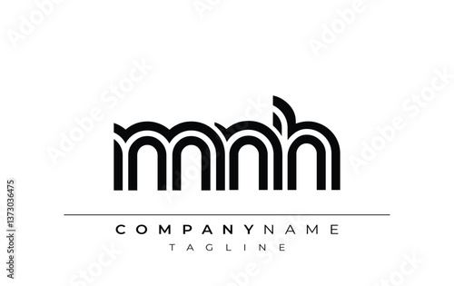 MNH Creative Unique Modern Letter Logo Design. Stylized logo featuring a unique letter design, presenting abstract minimalist aesthetics and modern appeal