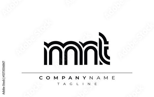 MNT Creative Unique Modern Letter Logo Design. Stylized logo featuring a unique letter design, presenting abstract minimalist aesthetics and modern appeal
