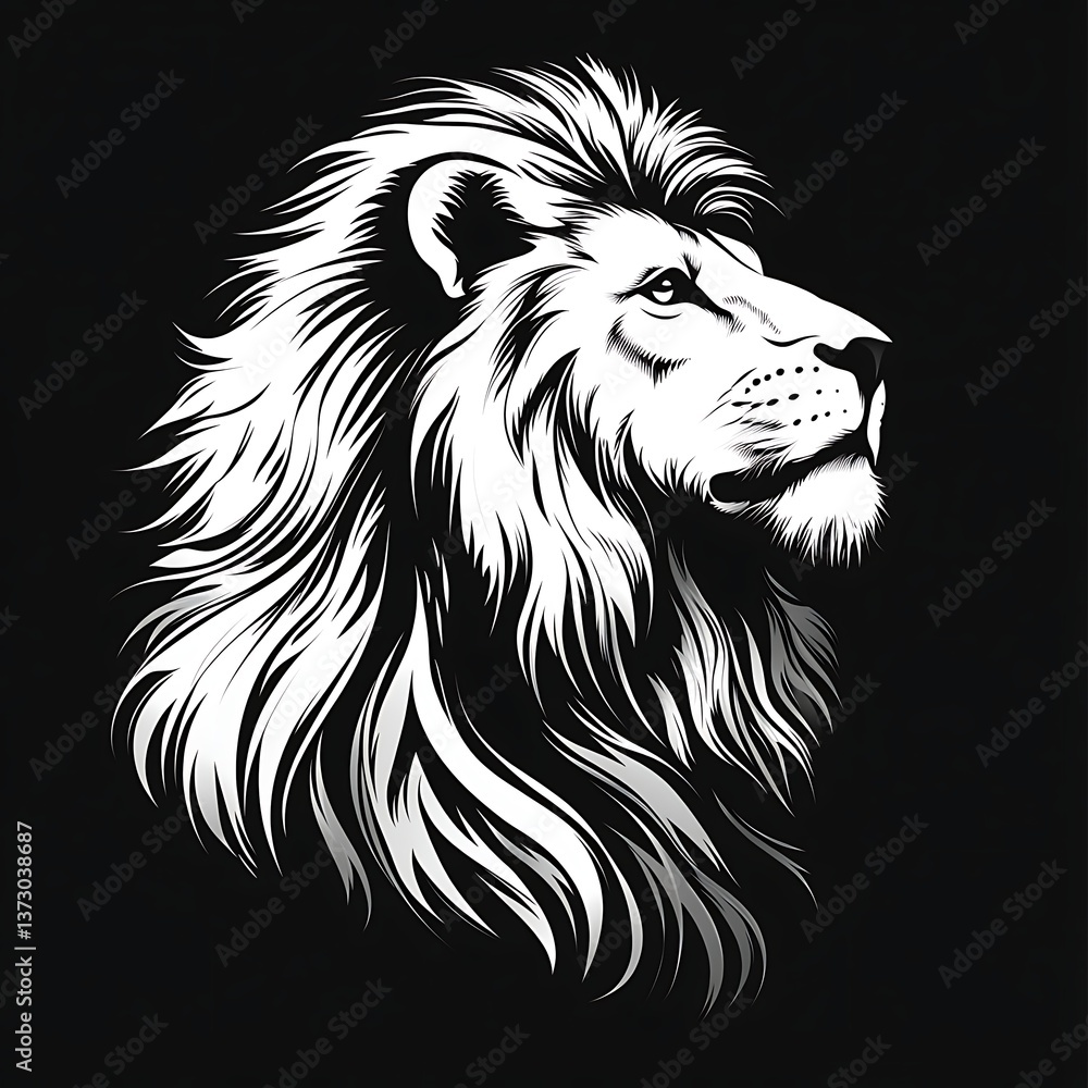 Obraz premium Royal lion illustration in monochrome high resolution photo