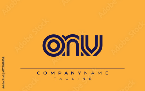 ONV Creative Unique Modern Letter Logo Design. Stylized logo featuring a unique letter design, presenting abstract minimalist aesthetics and modern appeal