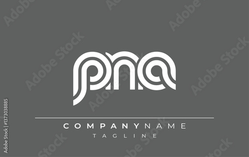 PNA Creative Unique Modern Letter Logo Design. Stylized logo featuring a unique letter design, presenting abstract minimalist aesthetics and modern appeal