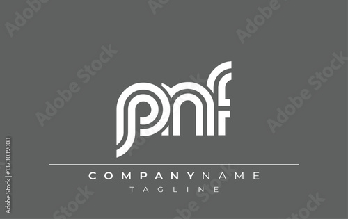 PNF Creative Unique Modern Letter Logo Design. Stylized logo featuring a unique letter design, presenting abstract minimalist aesthetics and modern appeal