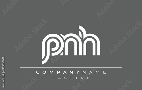 PNH Creative Unique Modern Letter Logo Design. Stylized logo featuring a unique letter design, presenting abstract minimalist aesthetics and modern appeal