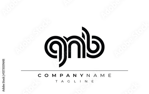 QNB Creative Unique Modern Letter Logo Design. Stylized logo featuring a unique letter design, presenting abstract minimalist aesthetics and modern appeal