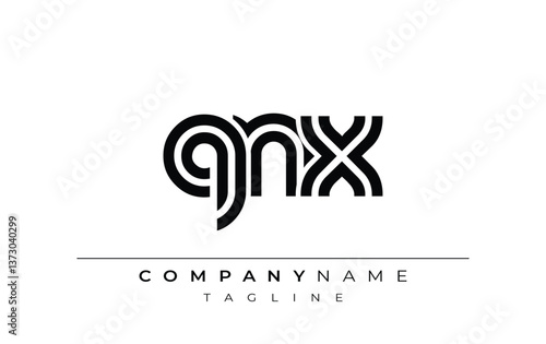QNX Creative Unique Modern Letter Logo Design. Stylized logo featuring a unique letter design, presenting abstract minimalist aesthetics and modern appeal