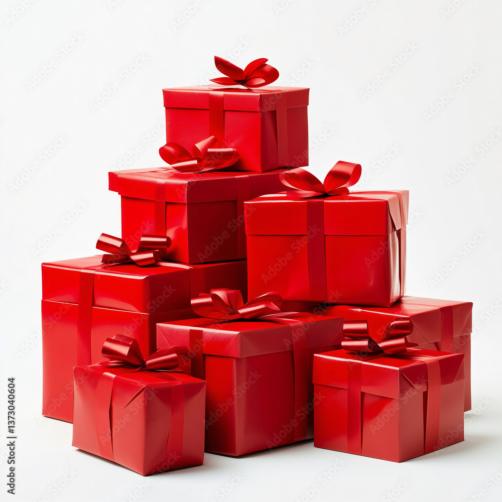 Obraz premium red gift box with ribbon isolated on white